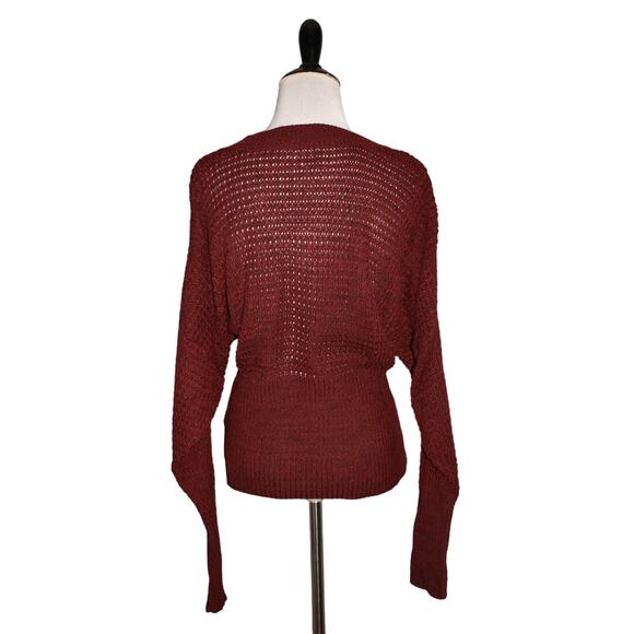 LEITH NEW $59 Dolman‎ Sleeve V Neck Sweater Red Rhubarb Heather Medium - Picture 2 of 3